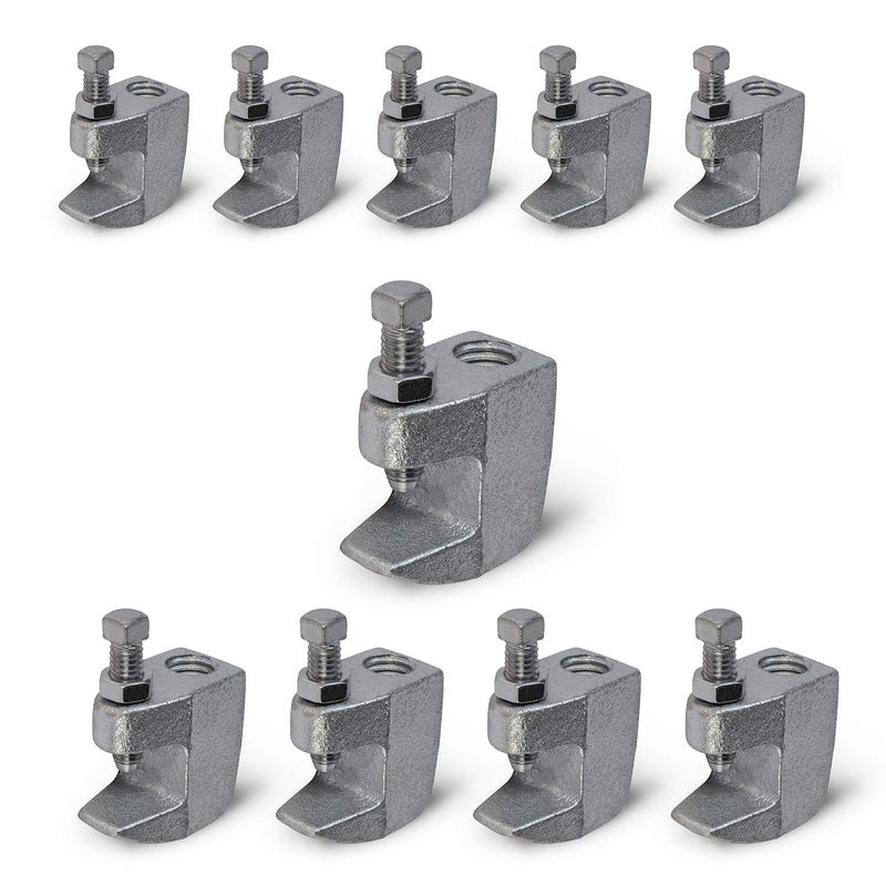 Highcraft DMCT-HF38-10 Junior Beam Clamp- Wall Ceiling Mount Vertical Piping Support- Clamp for Copper, Steel, PVC Tubing, 3/8 in., Electro Galvanized Steel (10 Pack) - Image 1